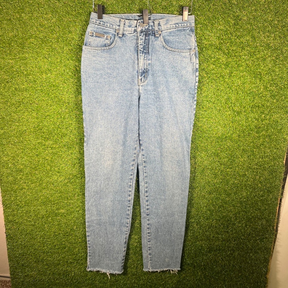NY‎ Jeans Vintage 90s High Waisted Mom Jeans Light Wash Raw Hem Size 10 Tall 29